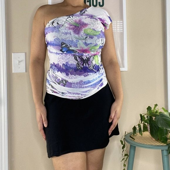 2000s Vibes One Shoulder Butterfly Top NWT - Picture 1 of 5